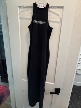 Virgil Off-White tank dress with rhinestone logo